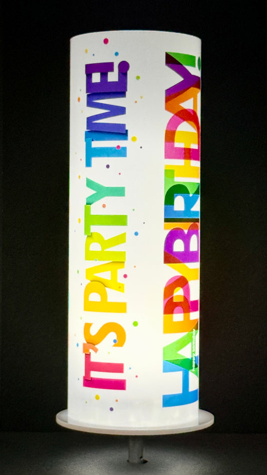 It’s Party Time Happy Birthday iLLUMITUBES Centerpiece